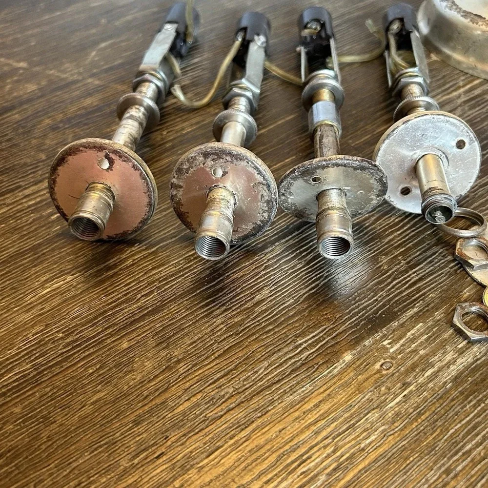 Vintage Chandelier Hardware‎ Lot 4 Candle Socket Assemblies Canopy Tube Parts